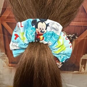 Disney Mickey Mouse Aqua Blue Kids Hair Scrunchie